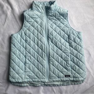 Lands End Puffer Vest Long Quilted Zip-Up Pockets Blue Women’s Size 2X 20W-22W